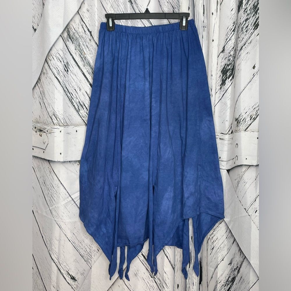 Steel Pony stone wash asymmetrical midi skirt blue XS
